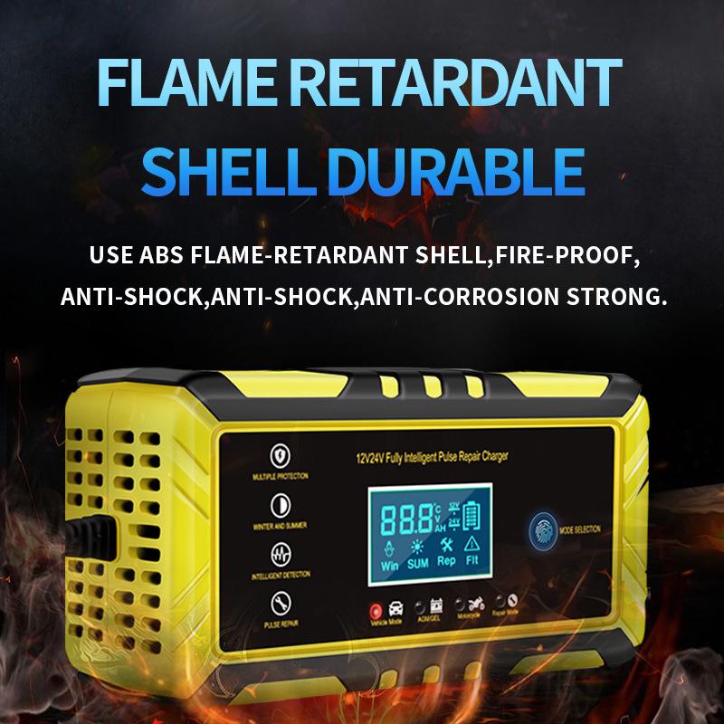 Fully Automatic Car Battery Charger 12V-24V 8A 6A Pulse Repair LCD Battery Charge for Car Lead Acid Battery Agm Gel Wet