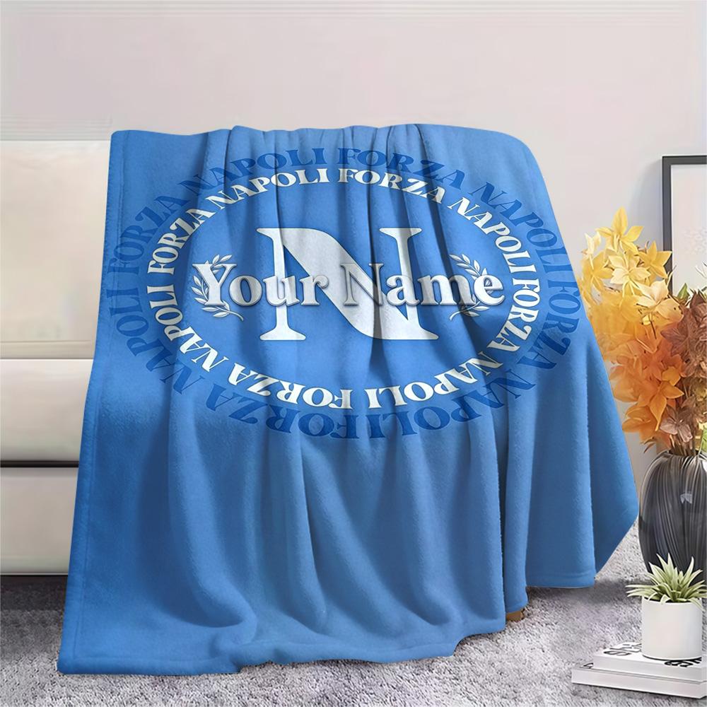 1 Stück Napoli Wappen Benutzerdefinierter Name Gemustert Flanell Decke Geeignet für Alle Jahreszeiten Für Heimdekoration Wärme Und Komfort Geschenke Feiertagsgeschenk