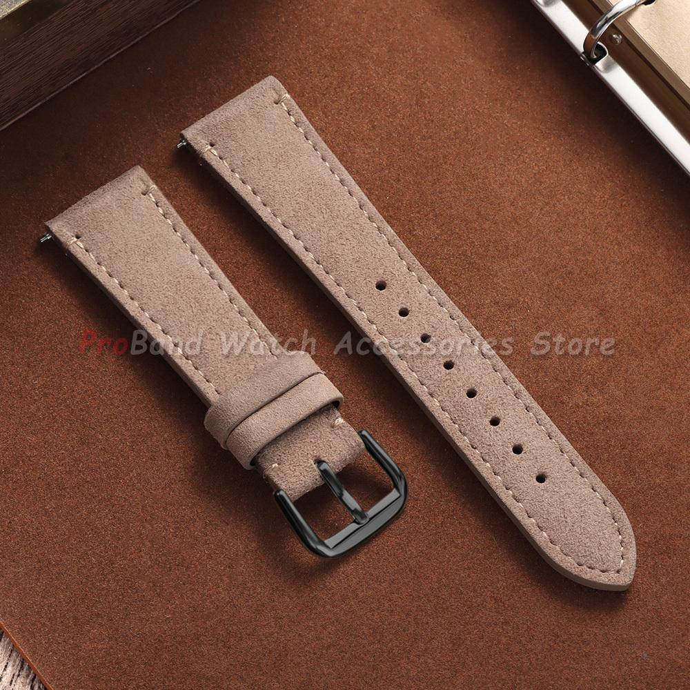 Vintage Wildleder Lederarmband 20mm 22mm Schnellverschluss Uhrenarmband für Omega für Seiko für Cartier für Tissot Goldene Schnalle Armband