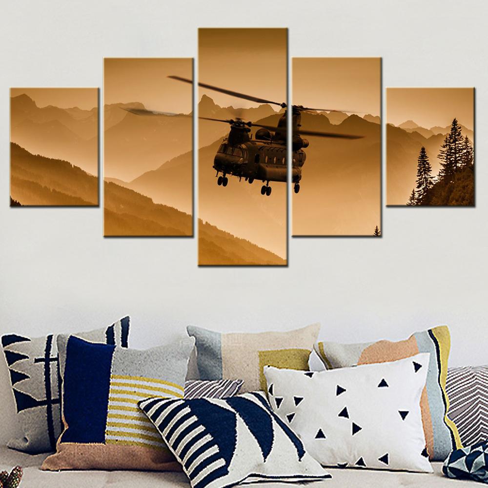 

5 Pieces Wall Art Canvas Framed Boeing Chinook Helicopter Poster Decorative Pictures Living Room Decoration Interior Artwork No Frame 20x35cm*2 20x45cm*2 20x55cm*1 No Frame