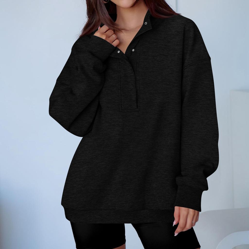 Women's Fashionable Long-sleeved Pullover And Solid-color Sweatshirt