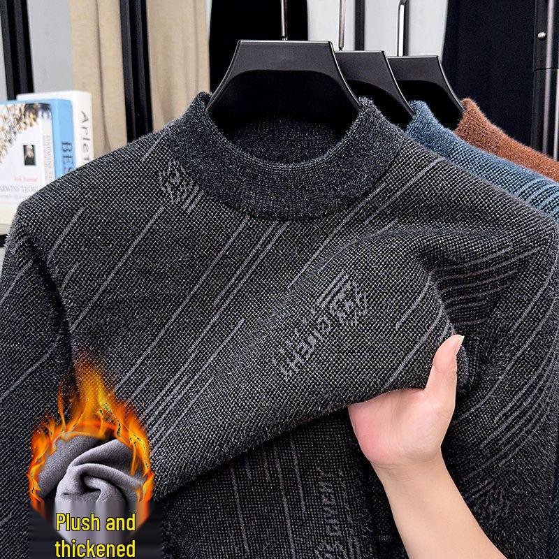 Dad's Warm Winter Knit: Mink Velvet Zipper Sweater, Plus Velvet for Middle-Aged & Elderly Men