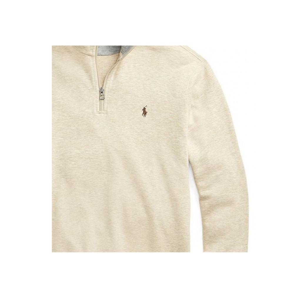 Polo Ralph Lauren Embroidered Logo Pattern Half-Zip Pullover Stand Collar Sweatshirt Men sweatshirt Beige 710812963-017