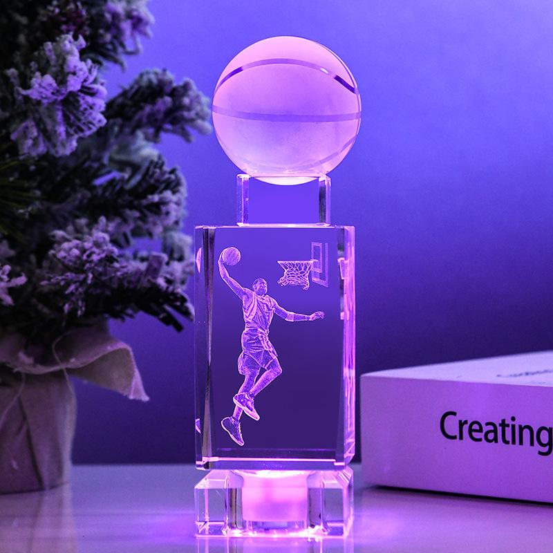 Glow-in-the-Dark Kobe Bryant NBA Figurine: Crystal Basketball Gift for Birthday
