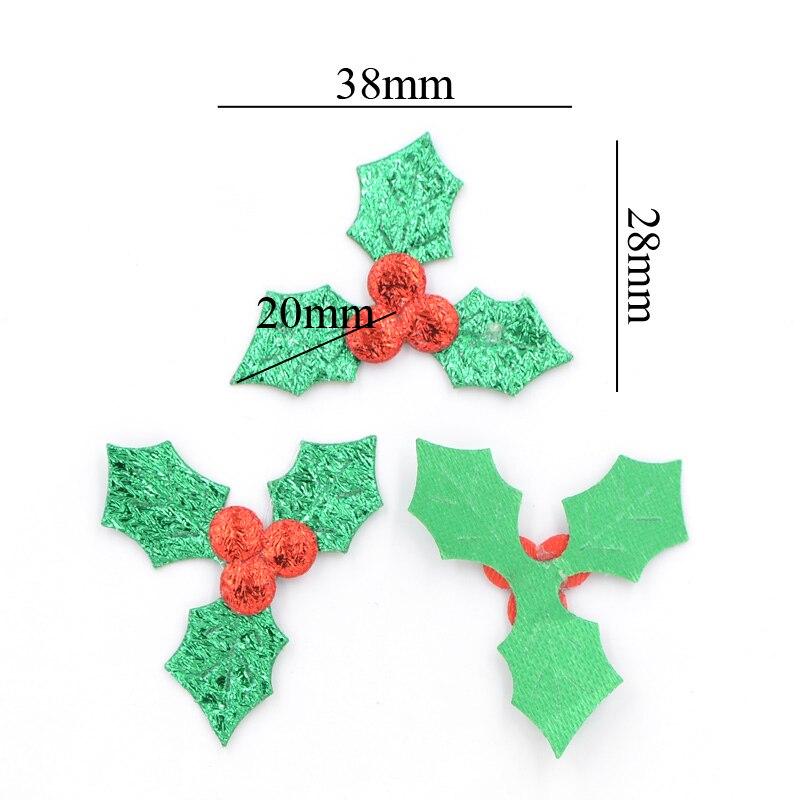 60Pcs Green Holly Leaf Cloth Applique Christmas Scrapbooking Patches DIY Crafts Decorative Stick-on Accessories