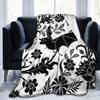 Halloween Bat Flower Throw Blanket Ultra Soft Cozy Warm Fleece Blankets Portable Lightweight Flannel Blanket for Bed Sofa