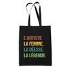 Tote Bag - PLANETEE - The Artist Goddess Legend Vintage Black - Cotton - Printed In France - Large Capacity