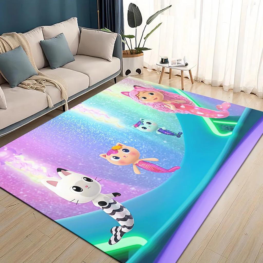 2025 New Style Gabbys Dollhouse Cartoon Girl Gift Carpet Rug for Living Room Bedroom Home Sofa Decoration,kid Non-slip Floor Mat