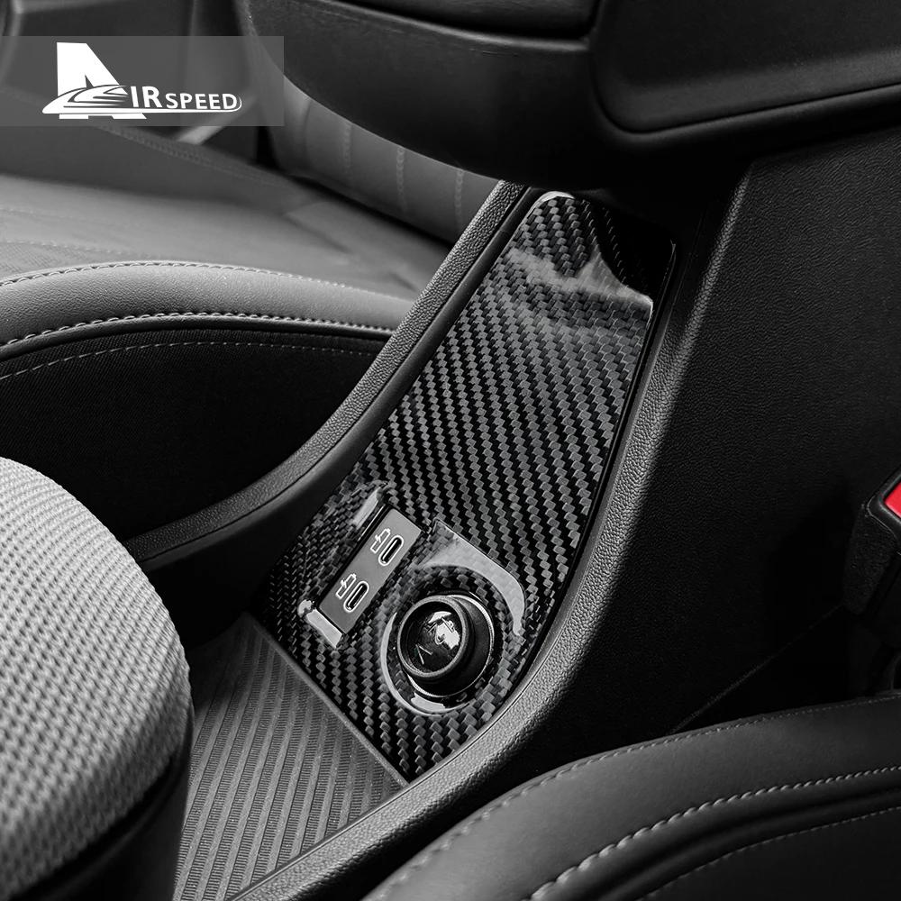 For BMW Mini Cooper S F65 F66 F67 2024 2025 Car Cigarette Lighter USB AUX Panel Console Cover Sticker Interior Real Carbon Fiber