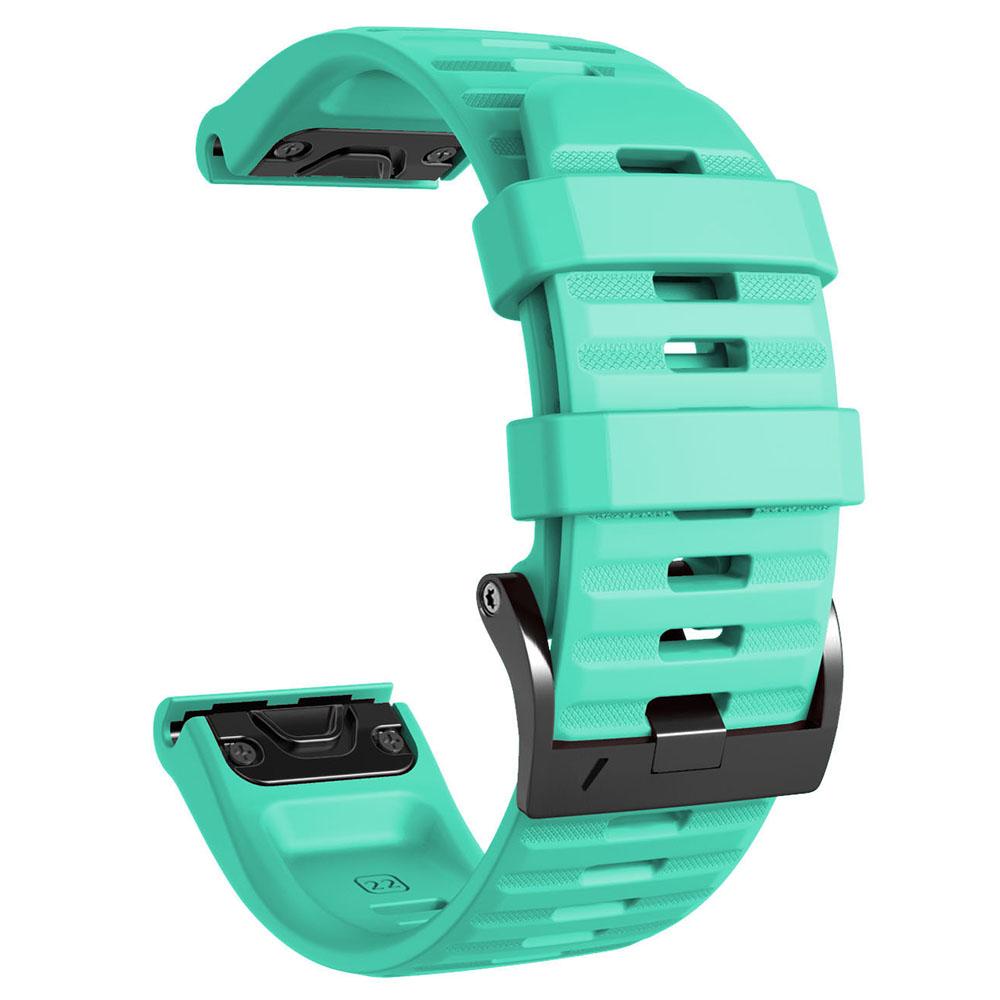 

26mm Silicone Band for Garmin Tactix 7 Pro/Fenix 7X/6X Pro/5X Plus,Horizontal Stripes Black Buckle Watch Strap Teal Green