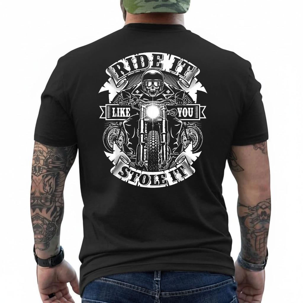 Biker Ride Like You Stole Skull Motorcycle Funny Men Women on Back T-Shirt S разноцветный