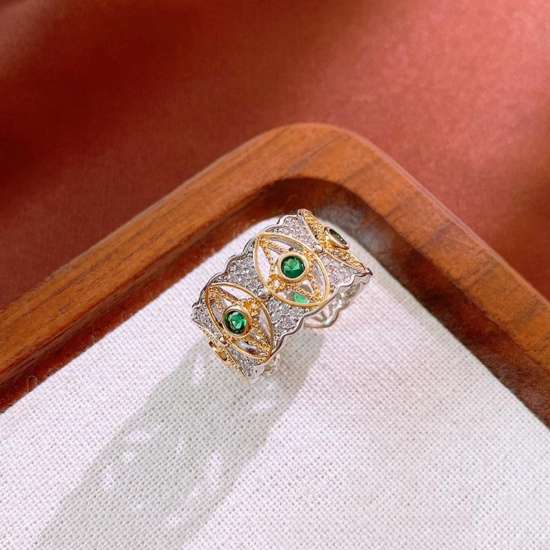 Platinum Zircon Multilayer Open Ring: Exquisite, Light Luxury, High-End Fashion, Versatile Jewelry Design