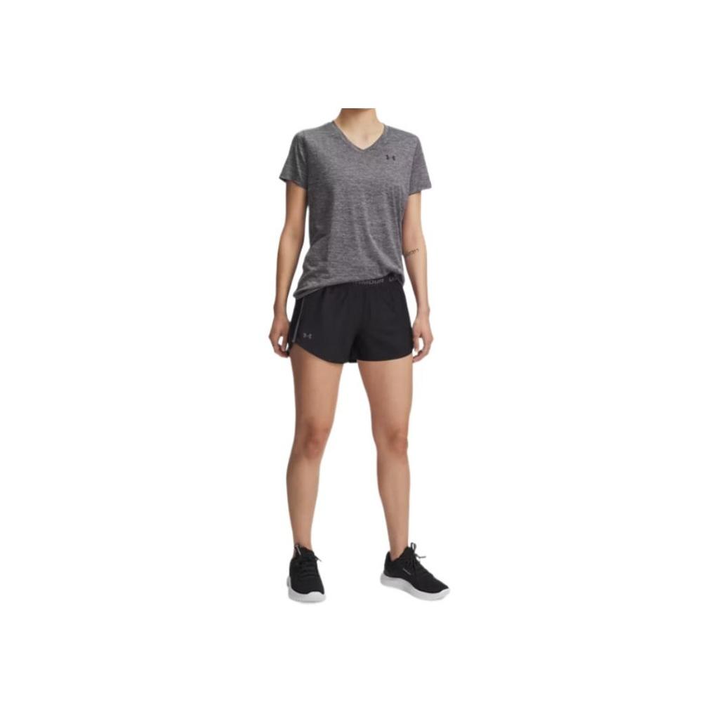 Under Armour Techplay Up Comfortable Fashion Simple Versatile Solid Color Sports Shorts Women shorts Black 1389882-001