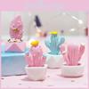 Adorable Miniature Cactus Decoration Resin Office Desk Plant Figurine Love Blue