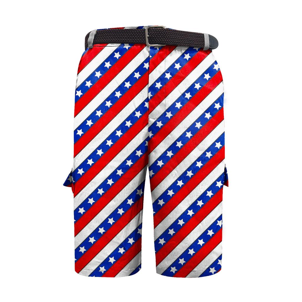 Ανδρικές Βερμούδες Εργασίας με Πολλαπλές Τσέπες και Εκτύπωση για την Ημέρα της Ανεξαρτησίας