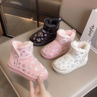 Girls' Winter Snow Boots Soft Sole Plus Velvet Thickened Shoes for Middle and Large Children Boys Cotton Shoes