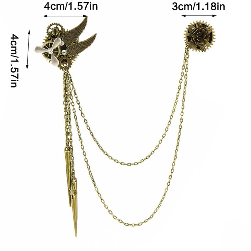 Adjustable Alloy Chain Brooch Pin with Vintage Decoration and Tassels for Cosplay Outfits Cosplay Chain Brooch Accessory