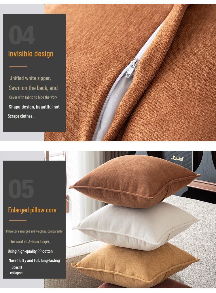 Nordic Solid Color Large Chenille Throw Pillow - Plush Sofa Cushion