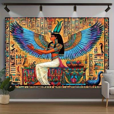 Vibrant Ancient Egypt Isis Goddess Tapestry Wall Hanging For Living Room Gaming Room Home Decor Accent Cloth