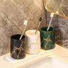 Creative Gold Plated Marble Ceramic Mouthwash Cup Home Couple Toothbrush Holder Ceramic Mouthwash Cup Bathroom Accessories