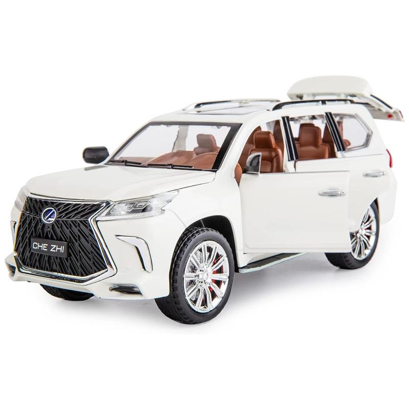 

ТГРЦМ-ЧЗ 1:24 Lexus 570 Off-Road в роскошном внедорожнике, модель автомобиля, игрушечный автомобиль из цинкового сплава со звуком и светом для детей, подарок для мальчиков и девочек(белый)