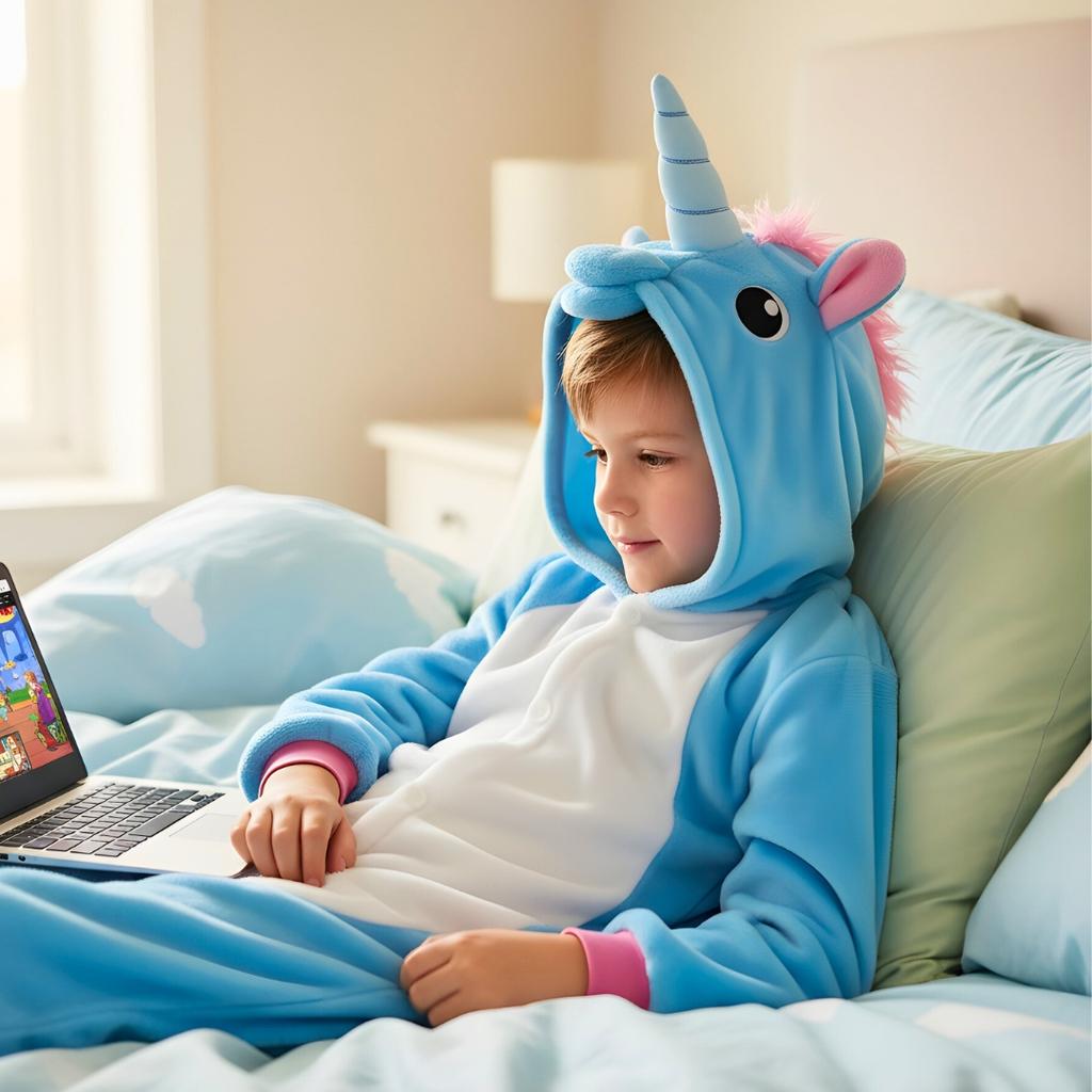Pyjama Onesie Kigurumi Costume Azure Unicorn Children 105 - 115Cm