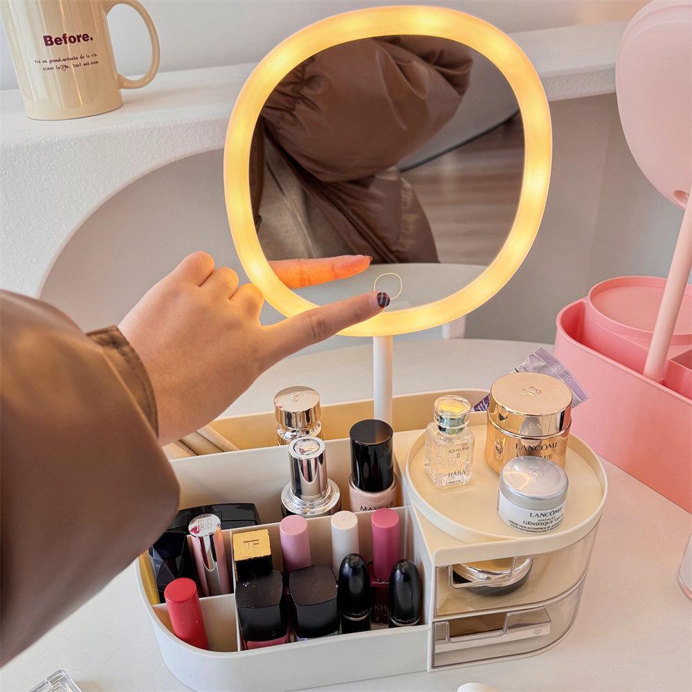 Multifunctional Makeup Organizer with Mirror and Skincare Storage