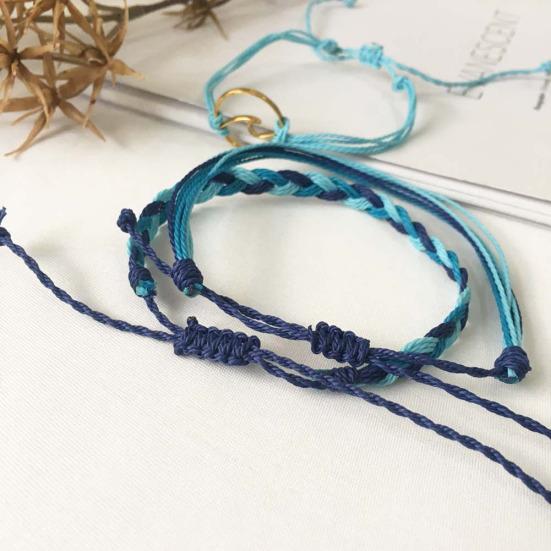 3Pcs Women Summer Beach Sea Wave Strand Bracelet Adjustable Bangle Jewelry Gift