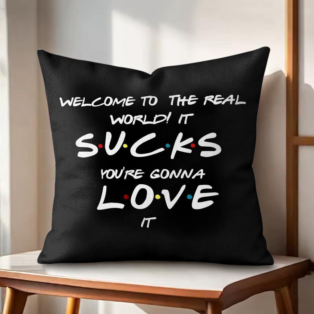 

Classic FFriends Funny Quotes Cushion Cover Natural Linen Organic Fabric DoubleSided Printing Couch Pillow Covers Home Decor 30x30cm