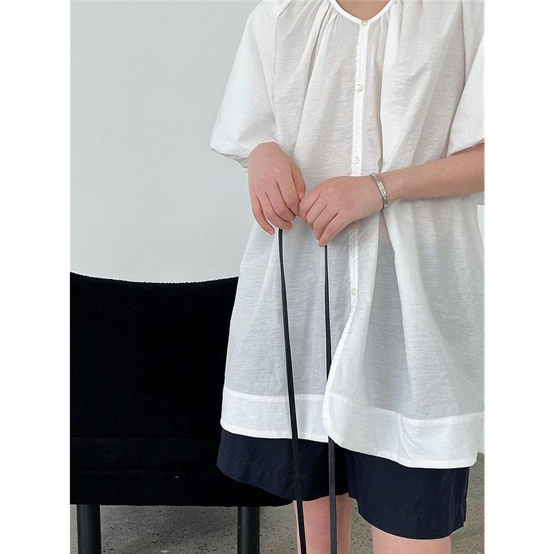 French V Neck Loose Puff Sleeve Shirt For Women Summer Reversible Cardigan Casual Top Loose Fit Blouse Comfortable Women's Shirt Stylish Top