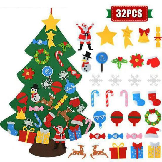 DIY Felt Christmas Tree with Detachable Ornaments Interactive Holiday Activity for Kids to Develop Motor Skills Wall Hanging Decor for Bedroom
