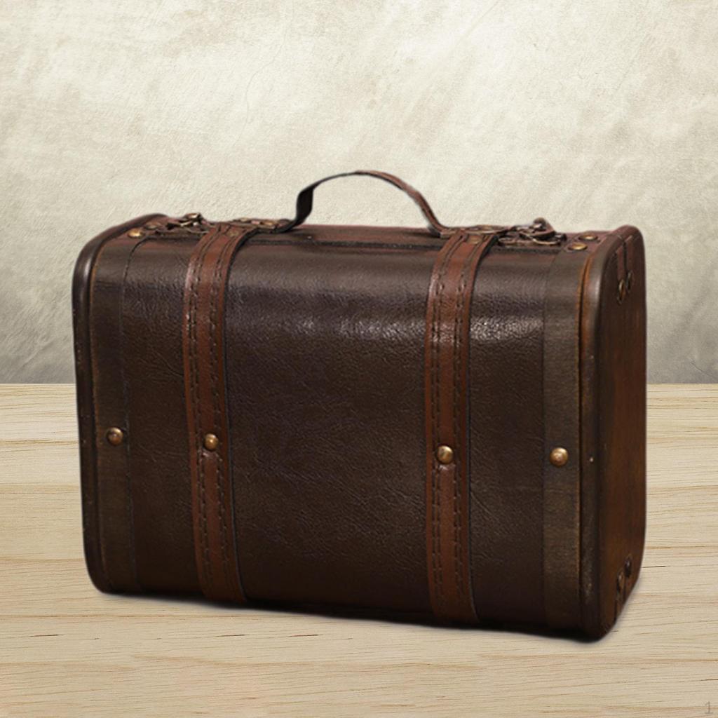 Wooden Vintage Style Suitcase Decor Decorative Storage Box for Keepsake Wedding