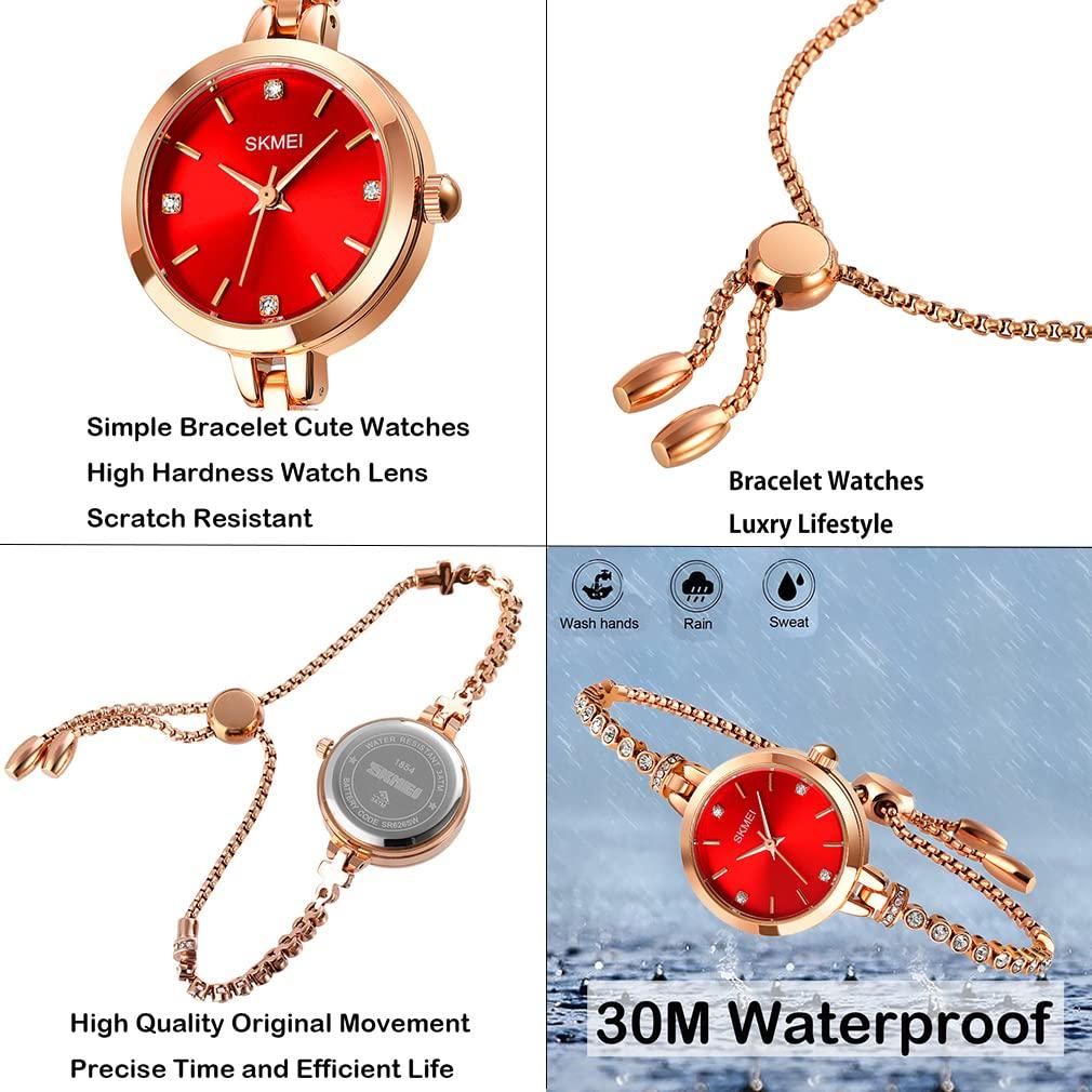 Bracelet Gold Quartz Red Bangle Watch Women's Watch, Cute, Stylish, Waterproof, Casual, Movement, Simple, Brand-Name, High-Quality, Gift, Luxury,