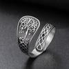 Tree of Life Ring Adjustable Open Band Spiritual Healing Jewelry Stainless Steel Boho Gift for Women Men