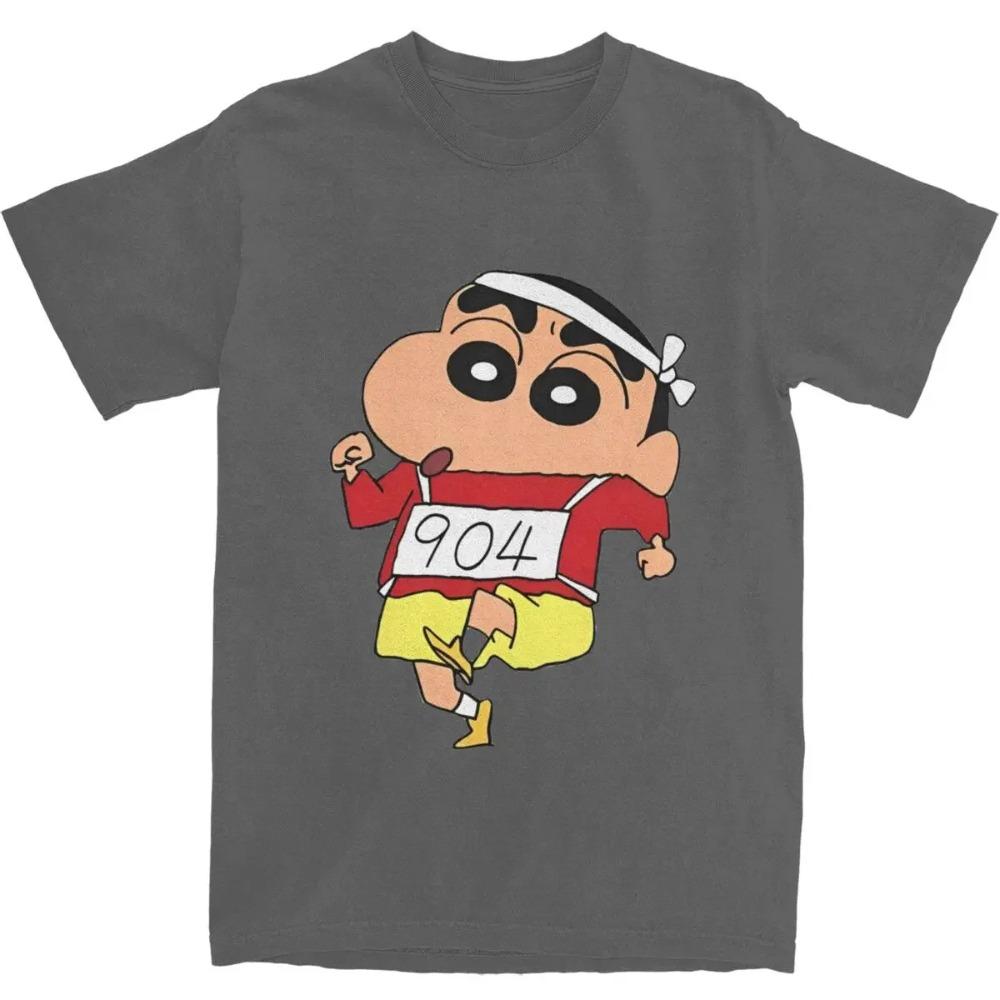 Men's Shinchan Marathon 904 T-Shirts Pure Cotton Top Tees Summer Street Style Short Sleeves T Shirt