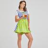 German Bavarian Oktoberfest Costume Set,Halloween Beer Costume Dirndl Dresses Blouse Shirt Apron for Adult Womens