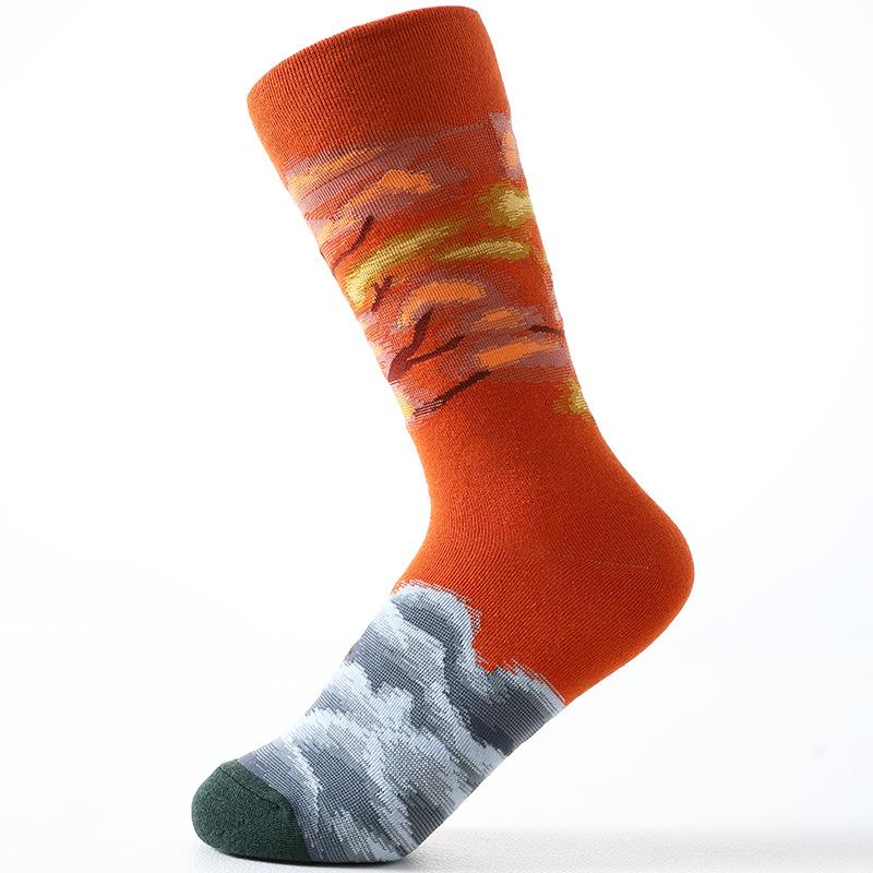 Coton peigné nouveau phare rétro chaussettes de marée japonaises hommes et femmes chaussettes mi-mollet brodées