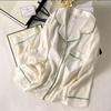 2025 Auspicious Clouds Ice Silk Padded Pajamas - Women's Two-Piece Set In Milk White, Long Sleeve & Pants