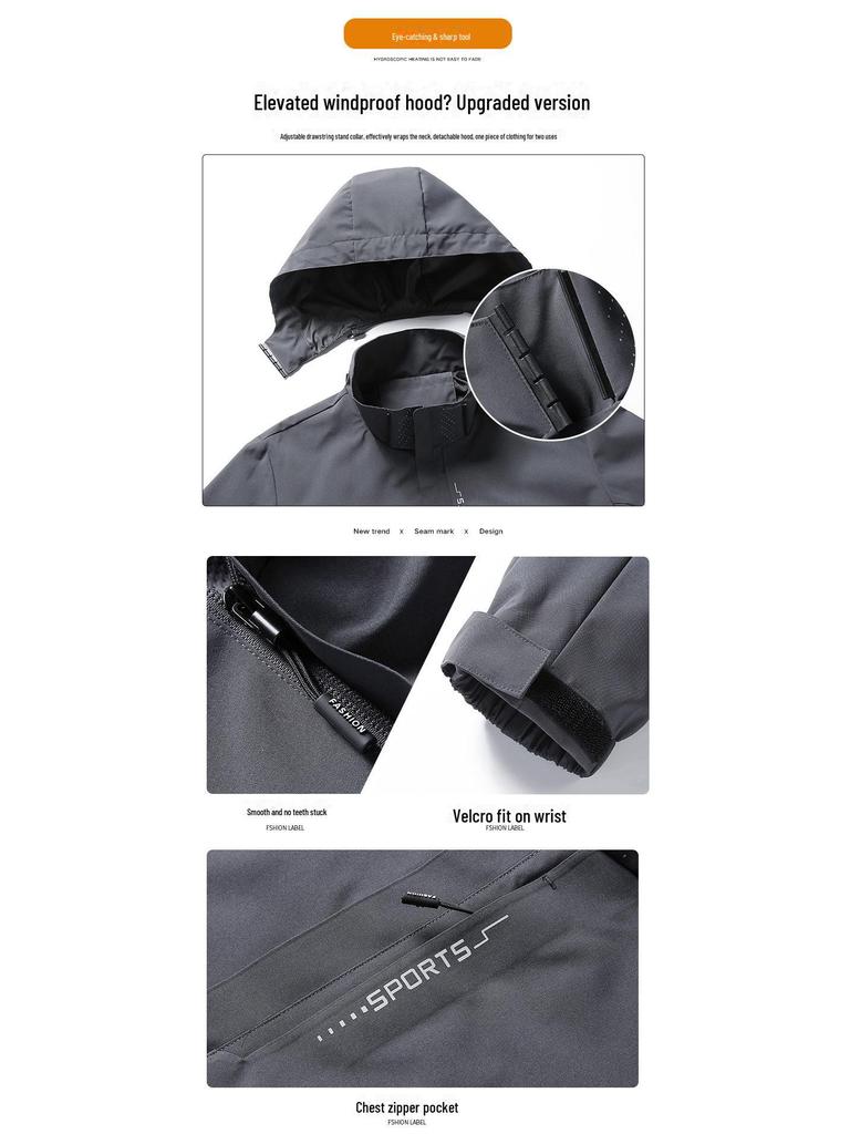 Waterproof Hooded Windbreaker: Lightweight Solid Color Jacket for Hiking, Women's and Men's Windproof Outerwear