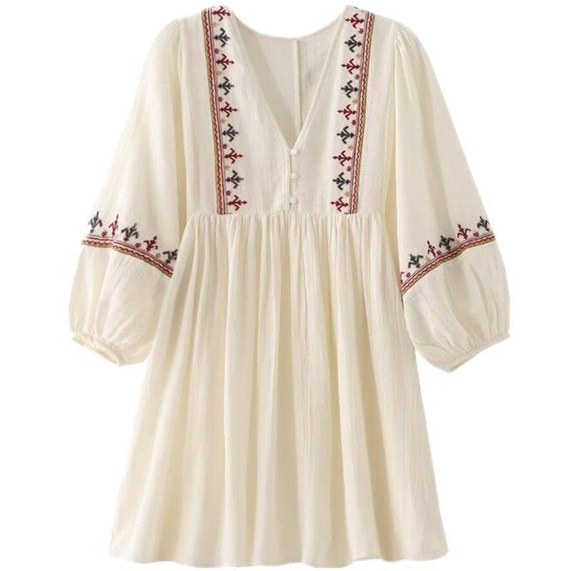 Fashion Style 2024 Summer New Women's Clothing Loose All-Match Stitching Embroider Short Dress 5770042 712