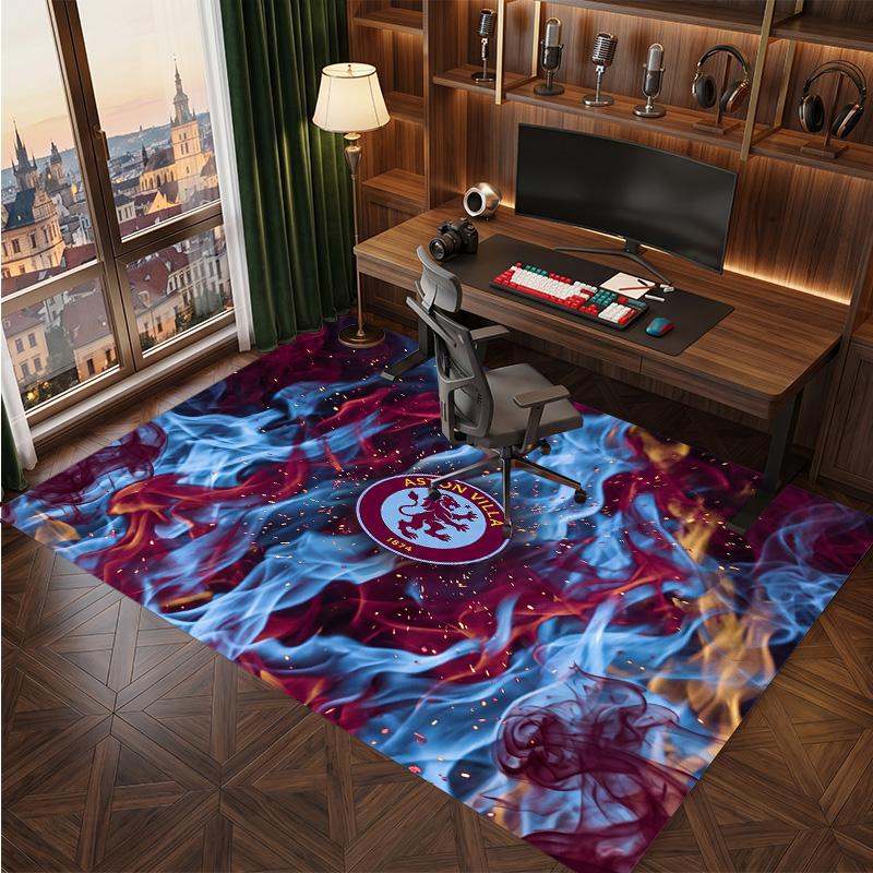 Tappeto in Velluto di Cristallo con Stampa Calcio Aston Villa, Comodo Assorbente d'Acqua Antiscivolo Tappeto per Pavimenti Interni
