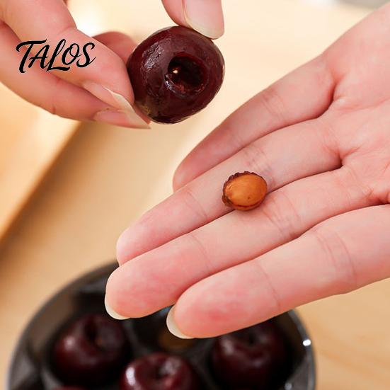 Non-toxic Food Storage Box 7 Hole Cherry Pitter, Multifunctional Fruit Coring Tool for Leak Proof Reusable Container Olive, Manual Press Remover,