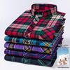 Men's Plus Size Pure Cotton Brushed Plaid Long Sleeve Shirt - Business Casual & Breathable