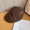 Retro Suede Beret With Solid Color Design Suitable For Teens Matching Daily