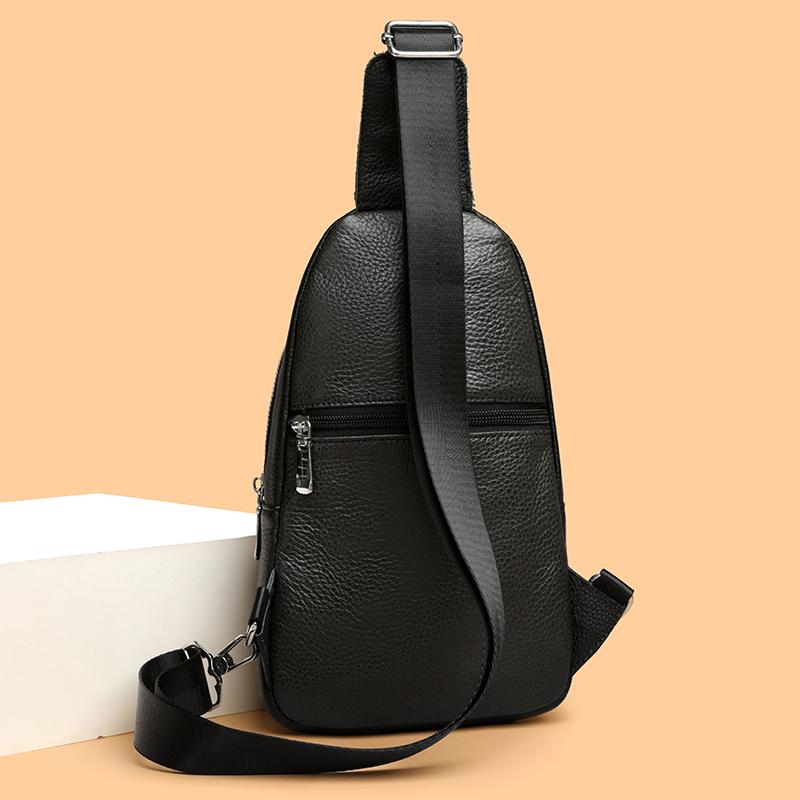 High Quality Fashion Brand Cowhide Unisex Pocket Pocket Chest Bags Luxury Retro Genuine Leather Shoulder Crossbody Bag Wallet