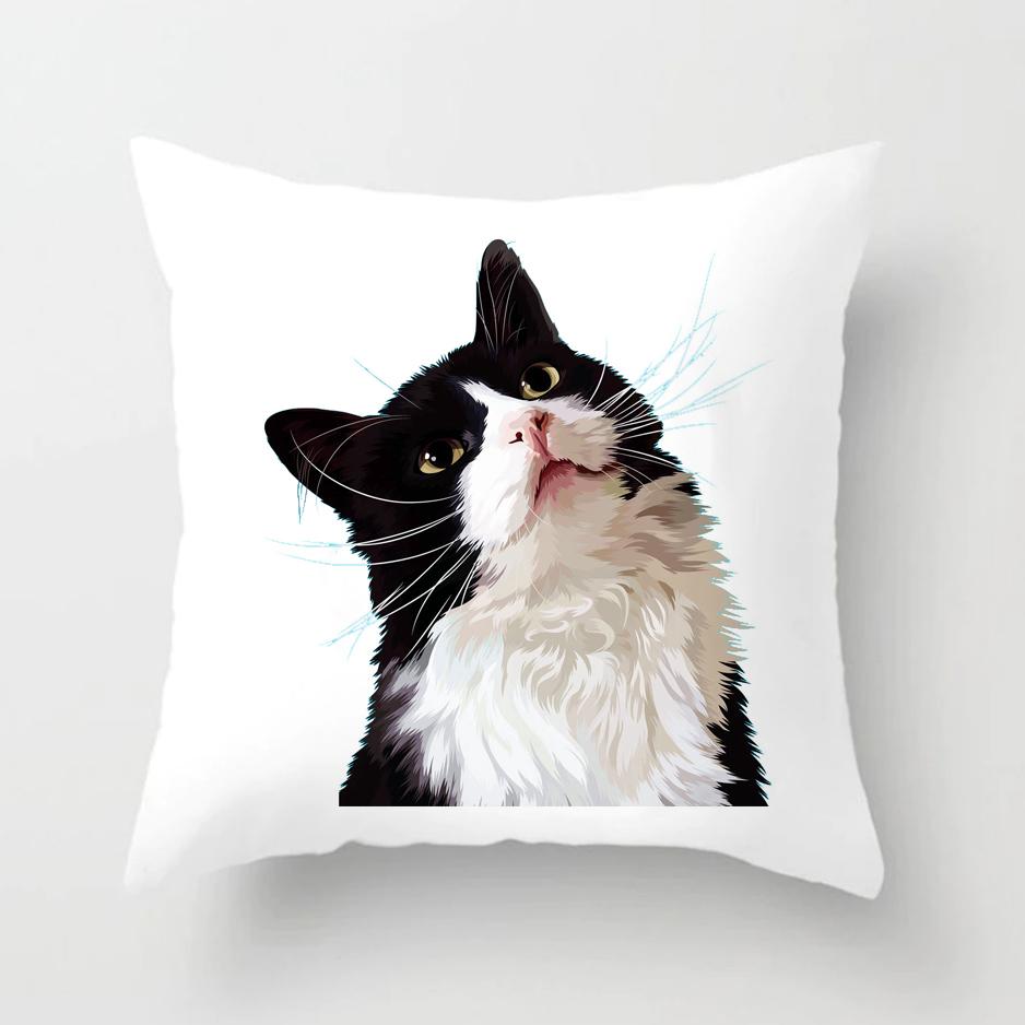 Cute Cat Pillows Cases for Sofa Home Decor Room Decoration Car Cushion Cover Polyester Pet Pillow Case Covers Pillowcase 45x45cm