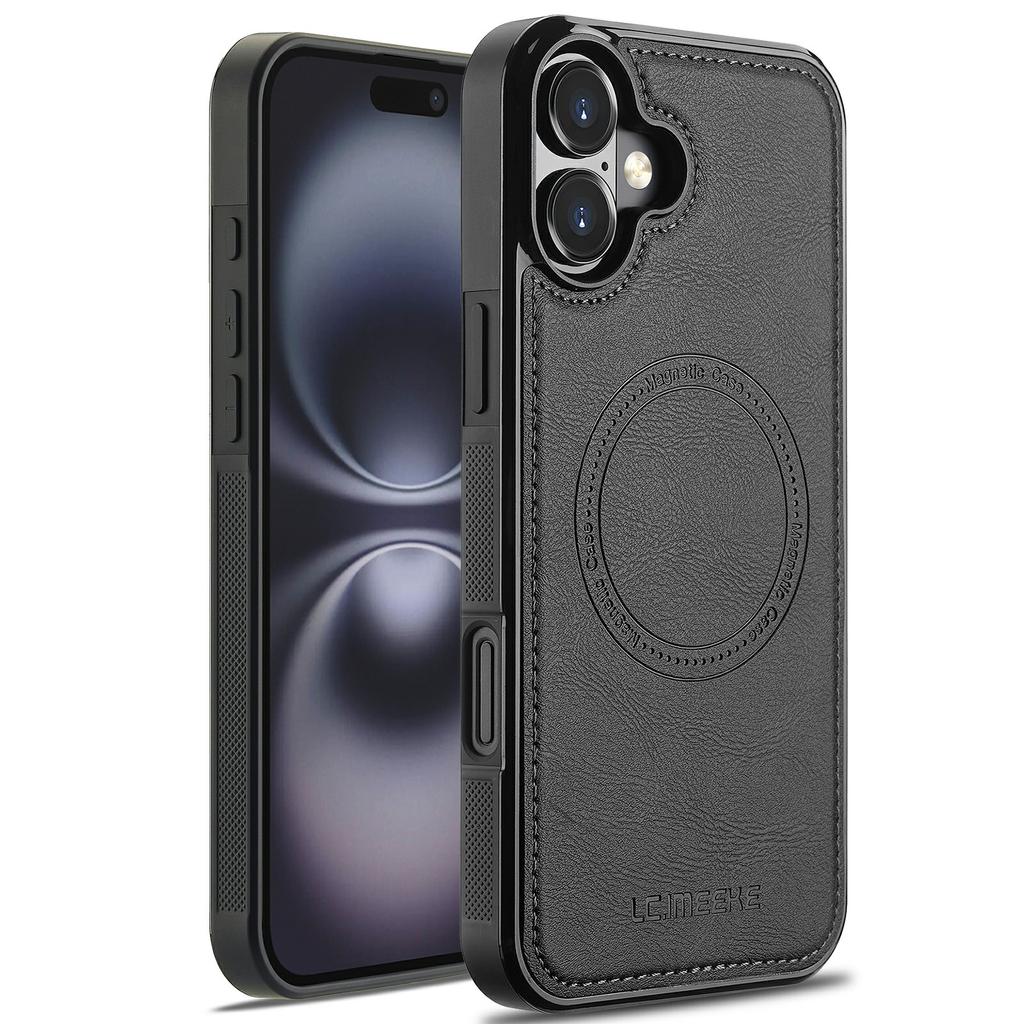 LC.IMEEKE For iPhone 16 Magnetic Case Compatible with MagSafe Leather+TPU Back Cover