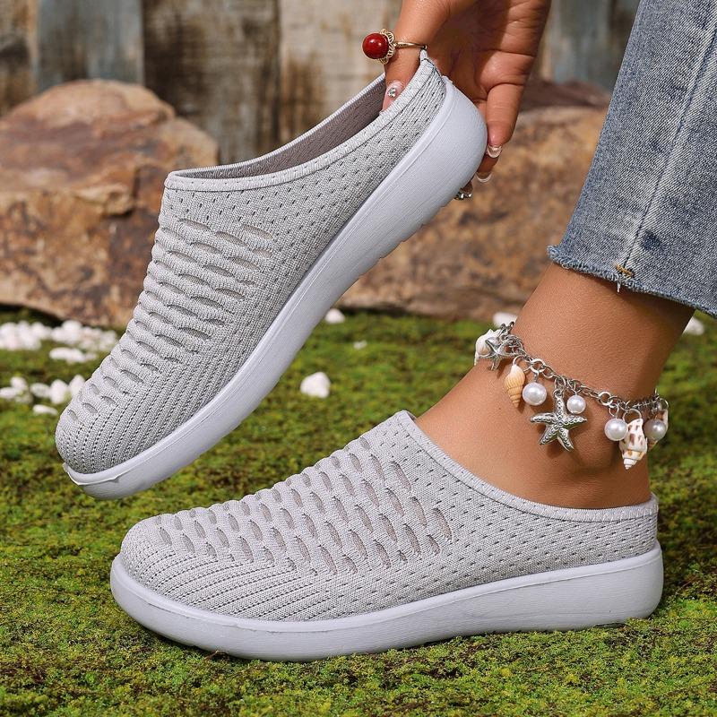 Summer new women's shoes casual fashion versatile half slippers shoes women's mesh breathable shoes mother shoes