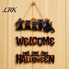 Eco-friendly Halloween Decoration Wooden Door Sign, Black Cats Broom Front Hanger, Rustic Sun-resistant Wood Hanging Welcome Sign for Home Window Wall