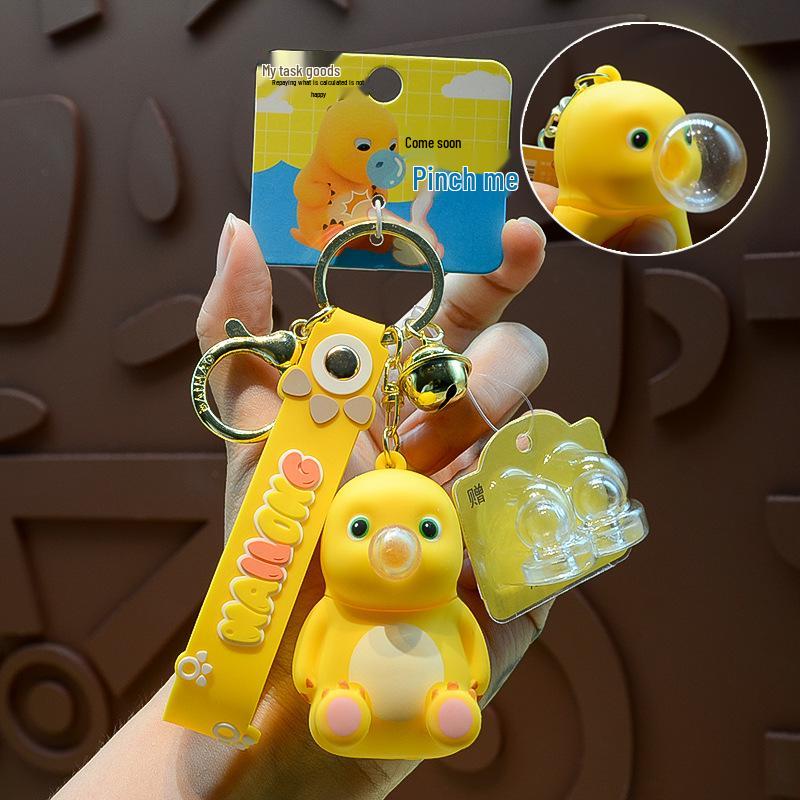 Genuine Decompression Bubble Blowing Milk Dragon Keychain - Cute 3D Toy for Backpacks, Women & Men